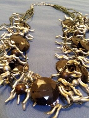 Statement Women’s Necklace — Brown & Silver Multi-Strand Design